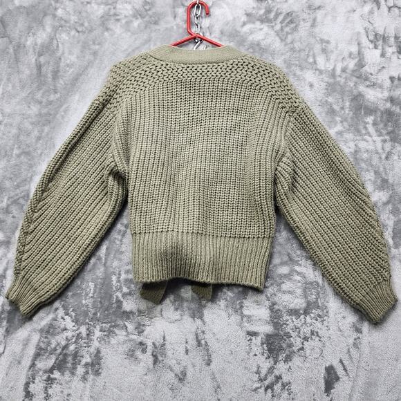 Zara Sweater Womens S Green Wrap Belted Cropped Cardigan Oversized Preppy Casual - Picture 4 of 10